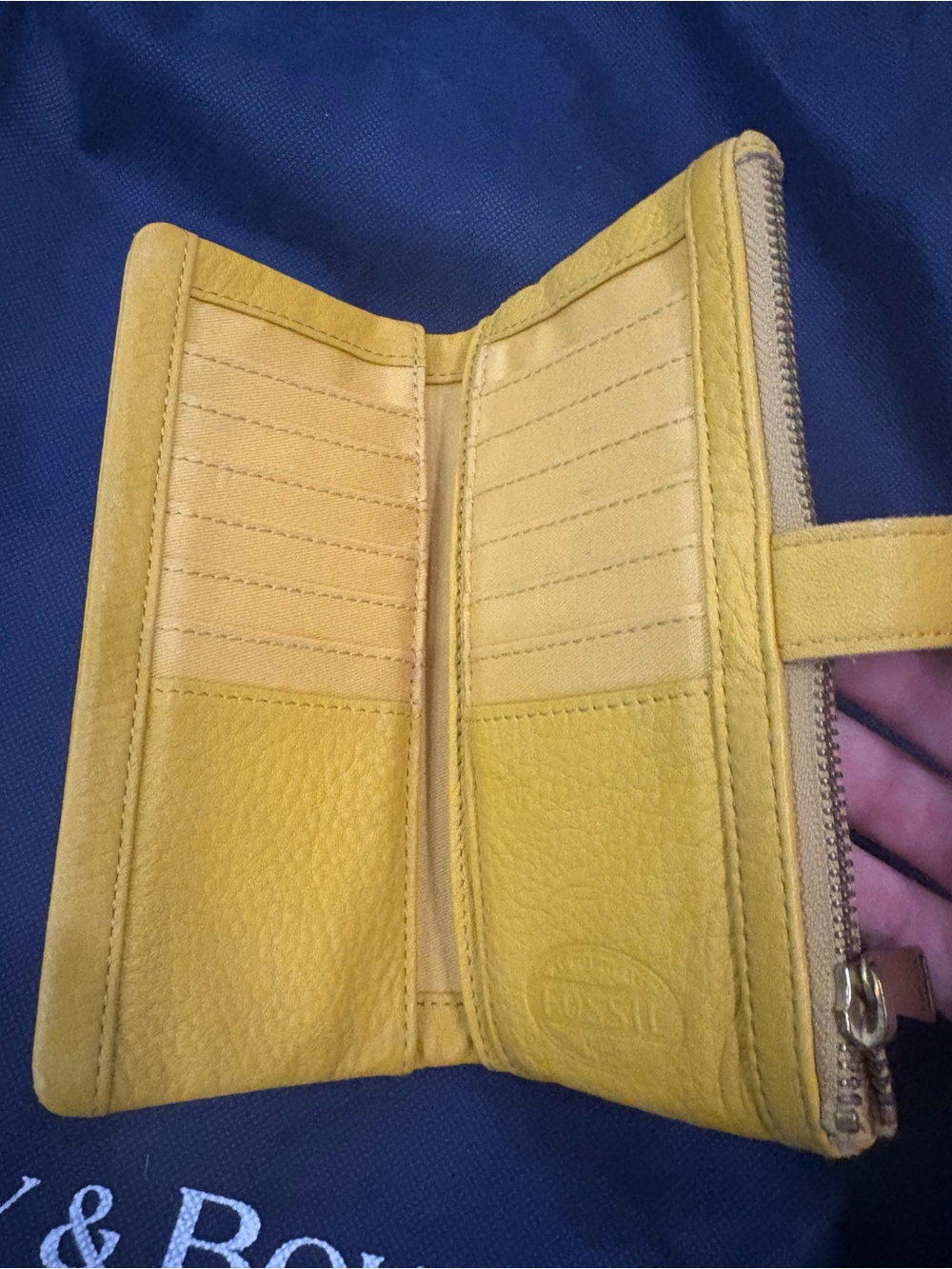 Dooney & Bourke Yellow Pebbled Leather Tote with Brown Straps - Picture 5 of 7